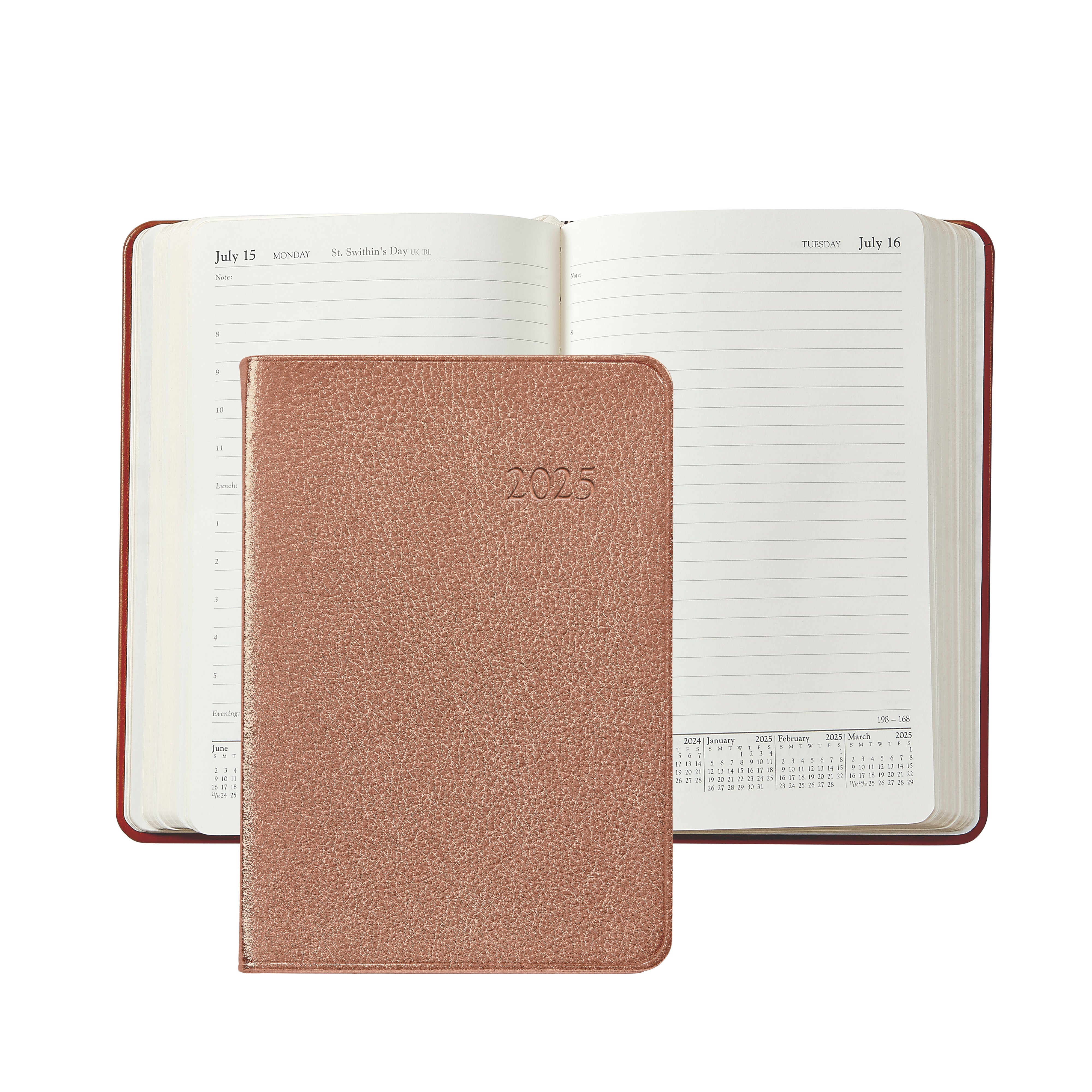 2025 Daily Journal Planner | Rose Gold Goatskin Leather – Graphic