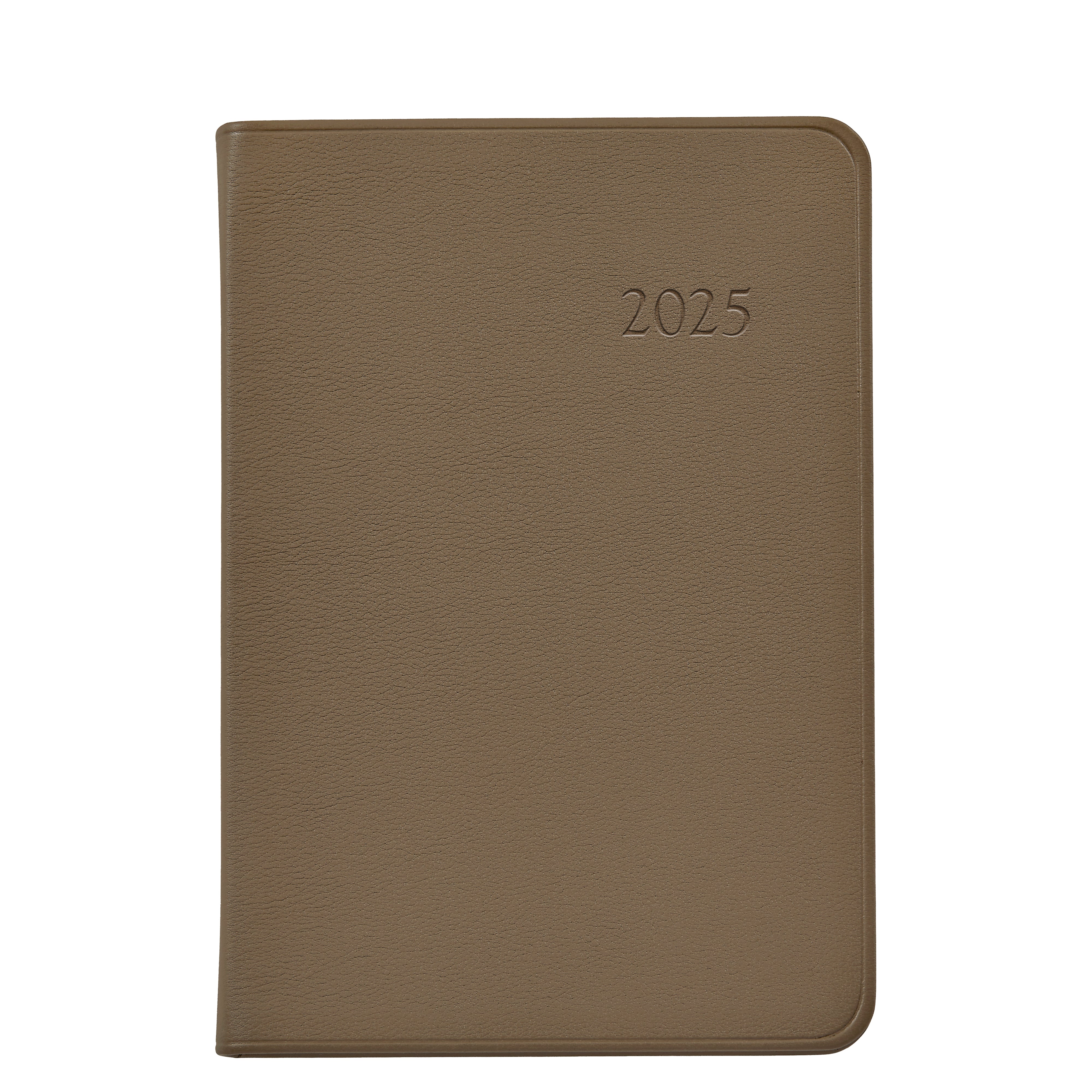 2025 Daily Journal Planner | Taupe Traditional Leather – Graphic Image