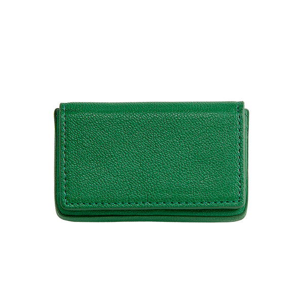 Hard Business Card Case | Green Goatskin Leather – Graphic Image