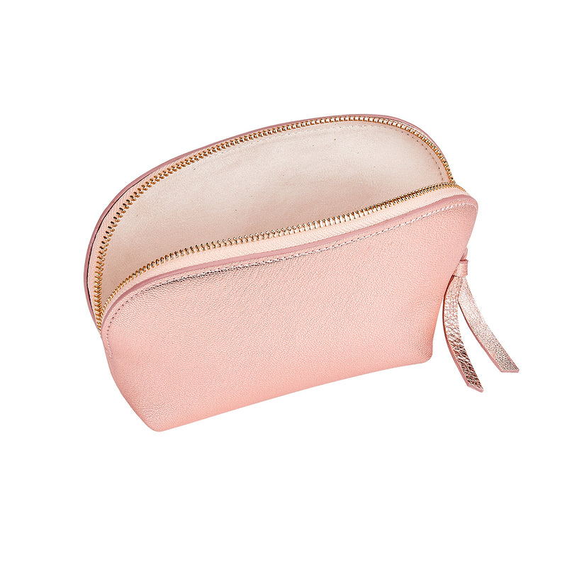 Dome Cosmetic Case  Rose Gold Metallic Leather – Graphic Image