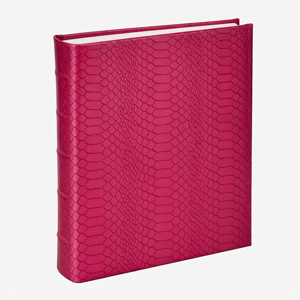 Large 3-Ring Clear Pocket Album Cranberry Python