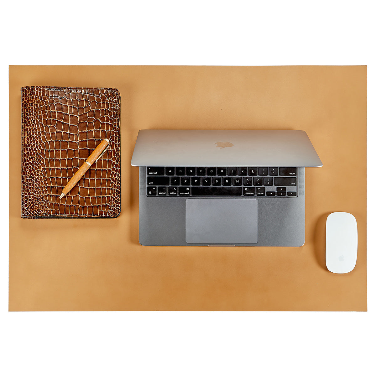 Large Blotter | Tan/Navy Italian Leather – Graphic Image