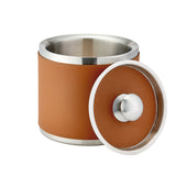 Leather Ice Bucket with Tongs