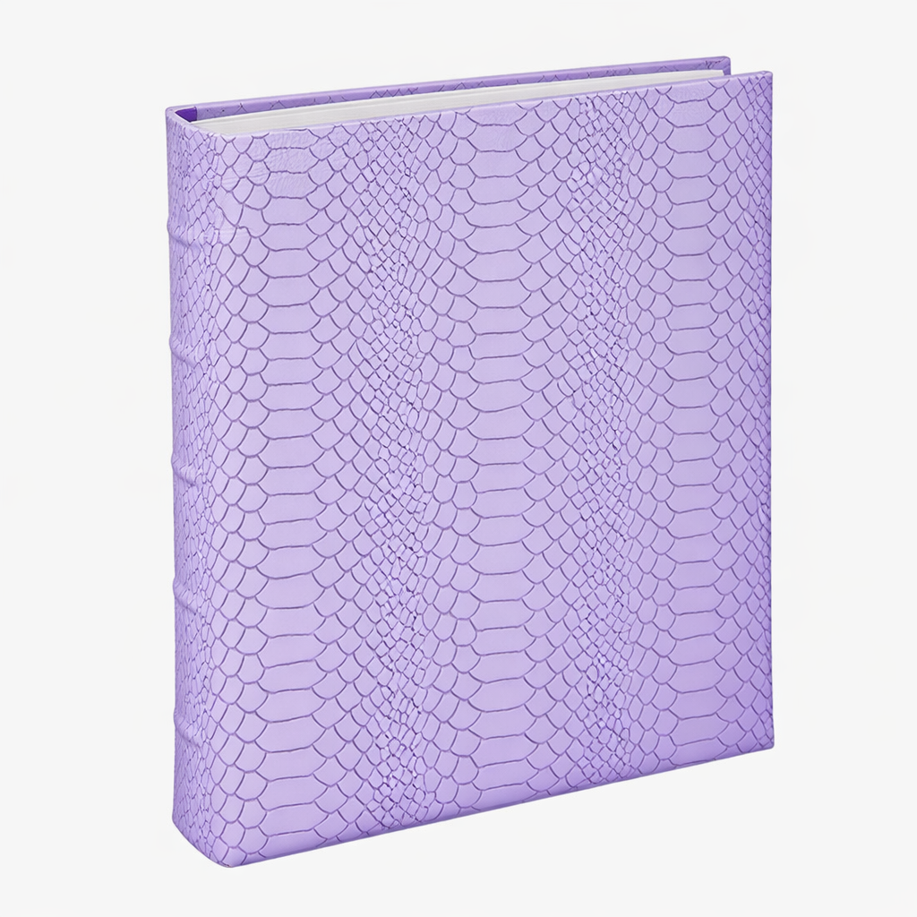 Large 3-Ring Clear Pocket Album Lilac Python