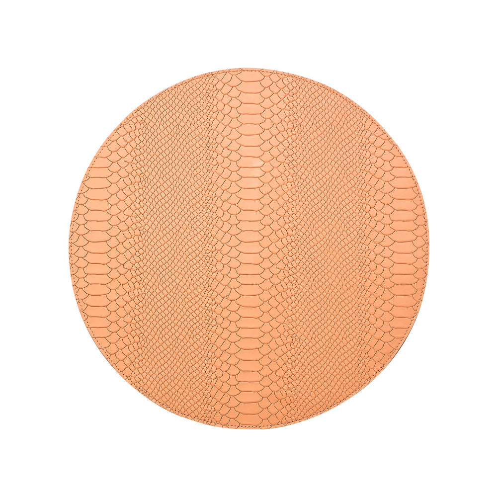 Leather Round Placemats | Melon Embossed Python Leather – Graphic Image