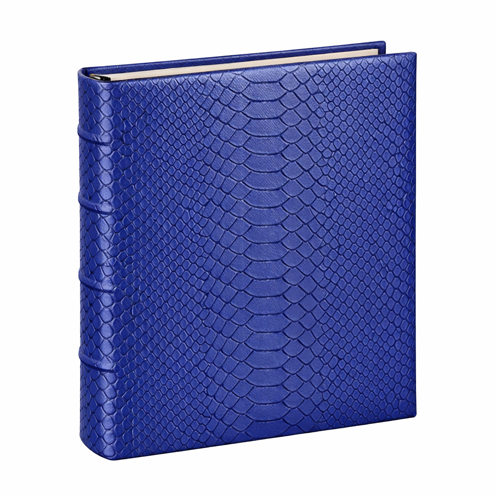 Medium Ring Clear Pocket Album | Ocean Embossed Python Leather ...