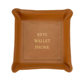 "Keys, Wallet, Phone" Leather Valet Tray