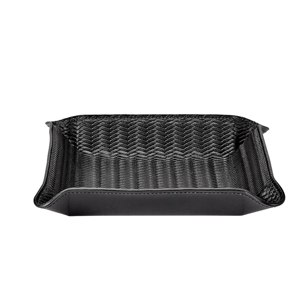 Leather Valet Tray | Black Woven Leather – Graphic Image