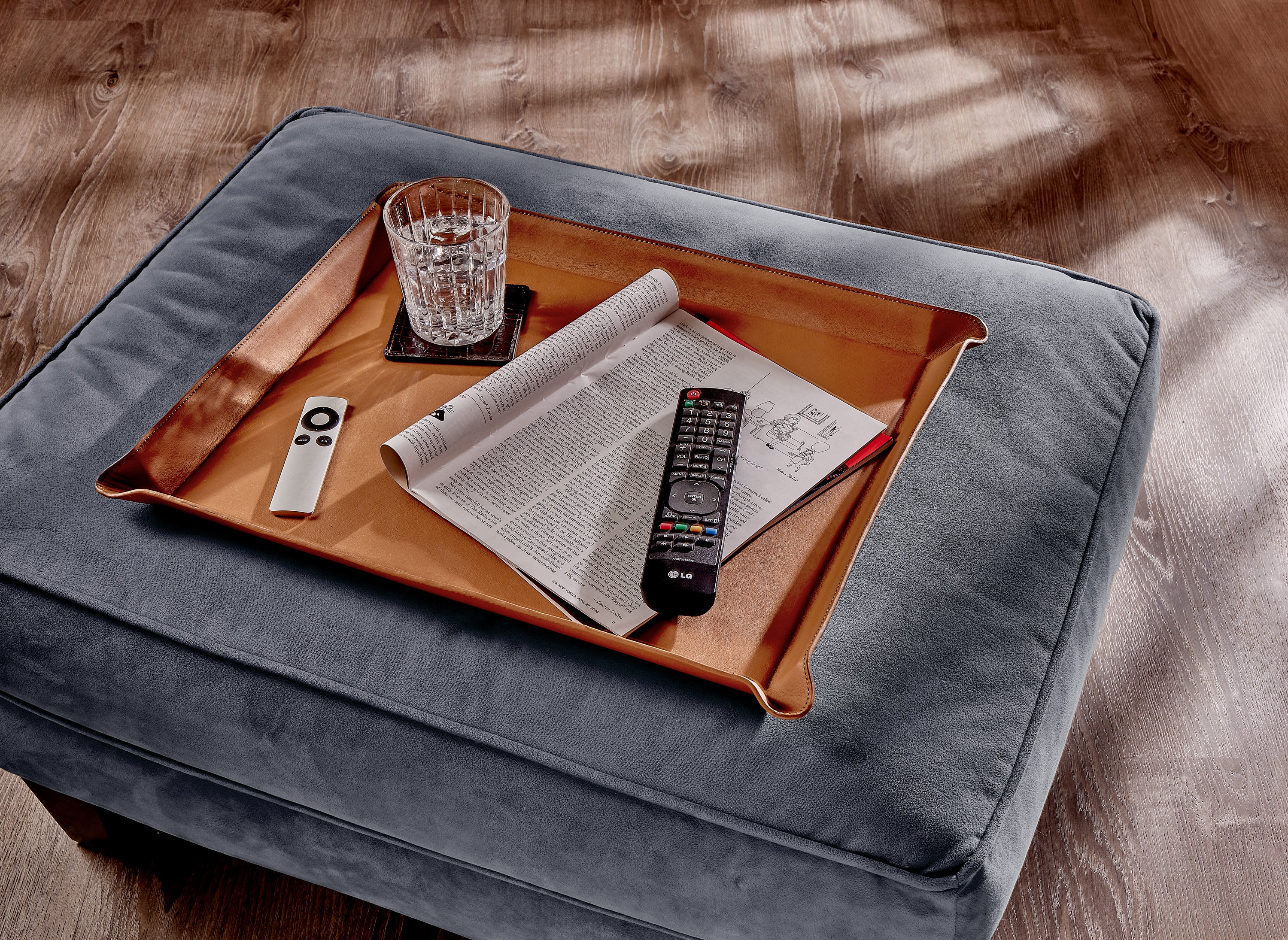 Grande Leather Ottoman Tray