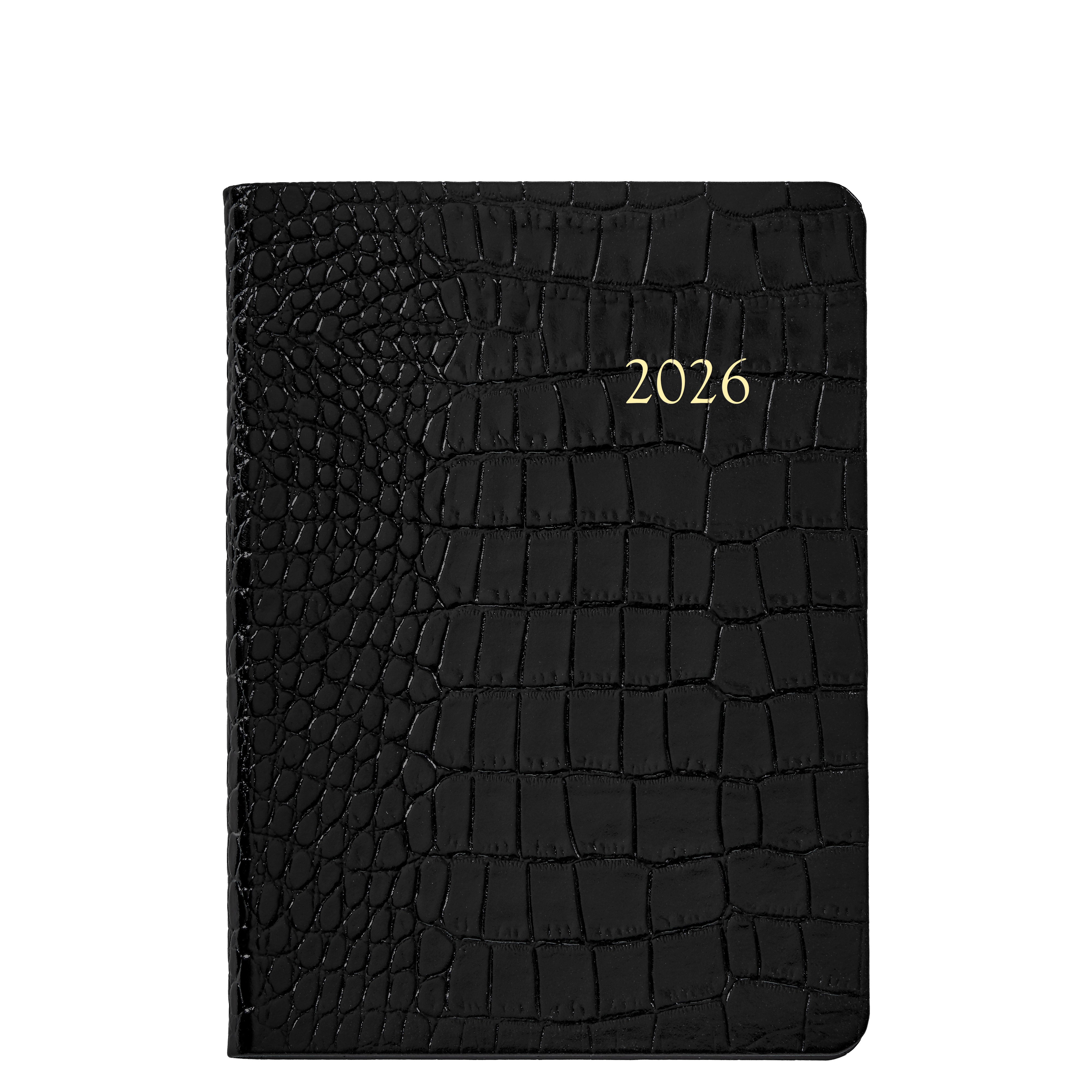 2026 Weekly Notebook Planner | Black Embossed Crocodile Leather ...