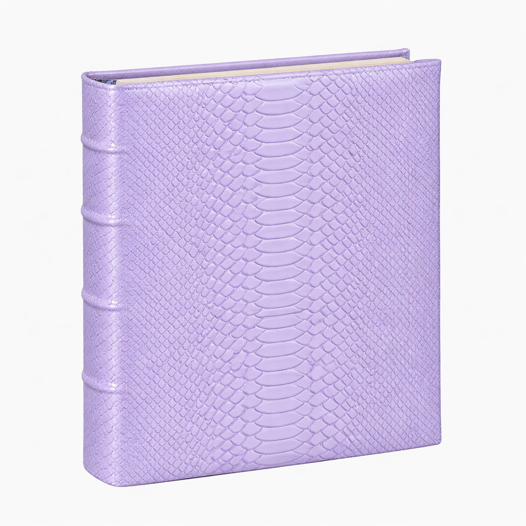 Medium 4-Ring Clear Pocket Album Lilac Python