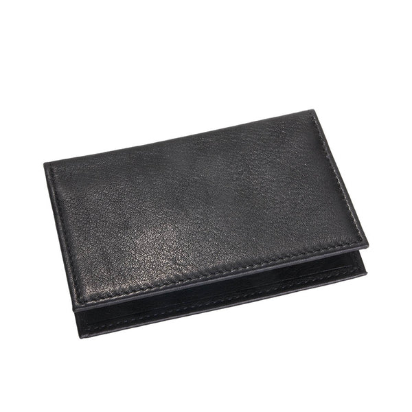 Fold-Over Card Case | Black Traditional Leather – Graphic Image