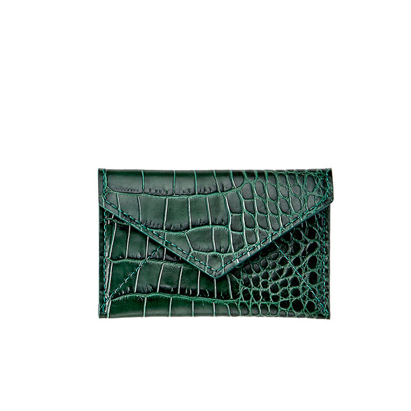 Mini Envelope  Emerald Crocodile Embossed Leather – Graphic Image