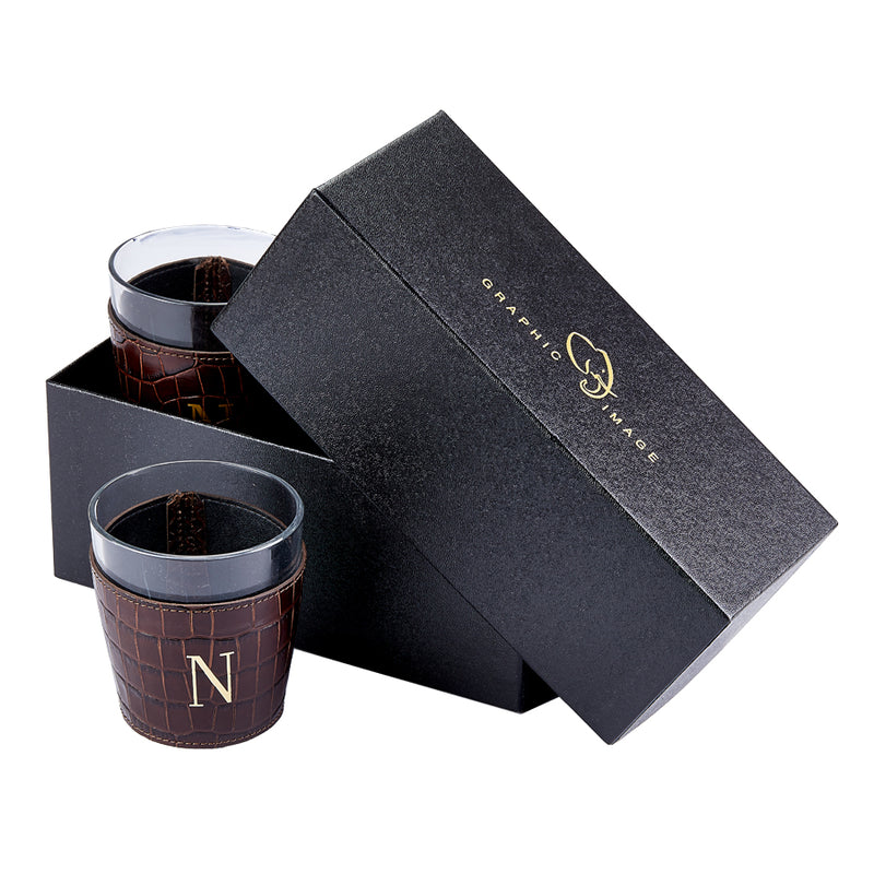 Leather Wrapped Glass Set