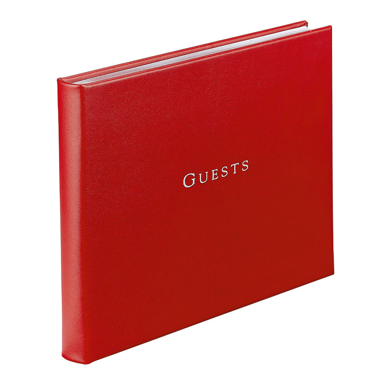 Guest Book  Red Traditional Leather – Graphic Image