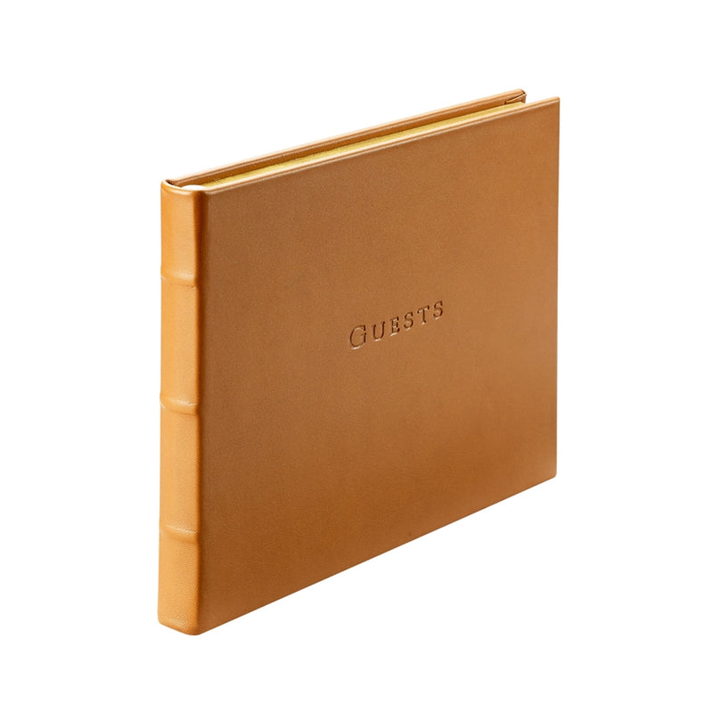 Guest Book  British Tan Traditional Leather – Graphic Image