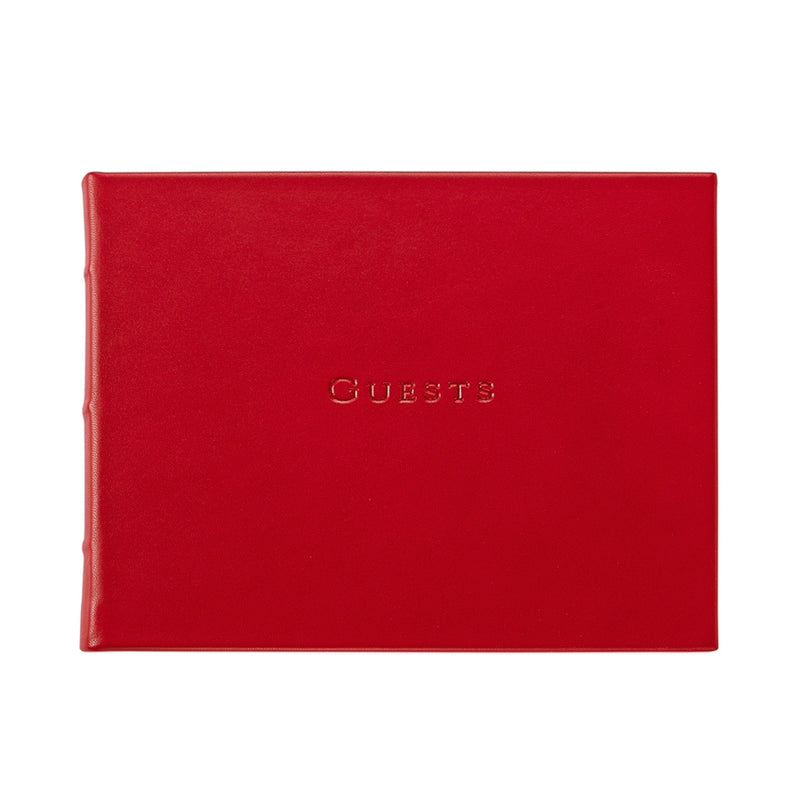 Guest Book  Red Traditional Leather – Graphic Image