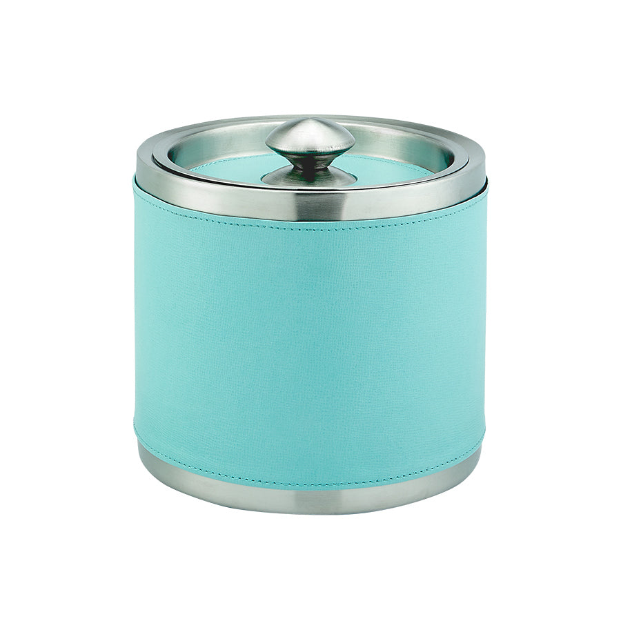 Leather Ice Bucket with Tongs