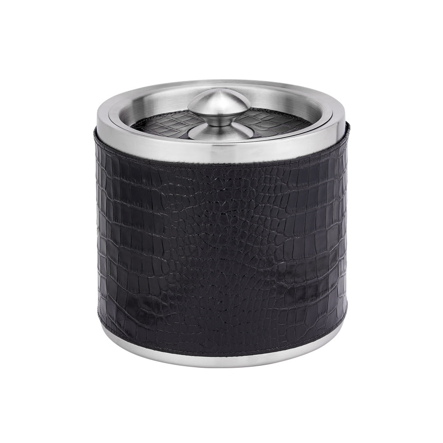 Leather Ice Bucket with Tongs