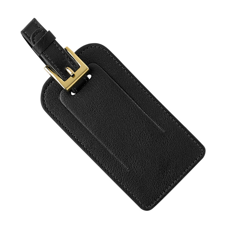 Black Smooth Calf Leather Luggage Tag