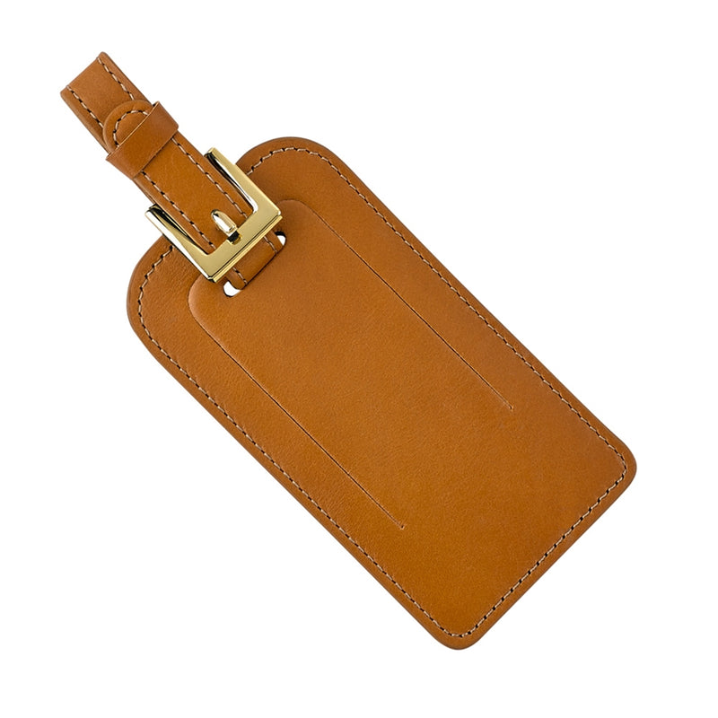 Graphic Image Luggage Tag with Buckle British Tan