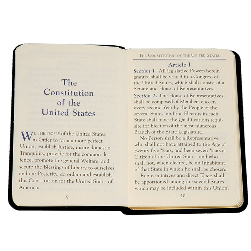 Graphic Image United States Constitution, Mini Size, Genuine Leather,  Embossed American Eagle, Black (2.75 x 3.75) - Published and Bound in the  USA