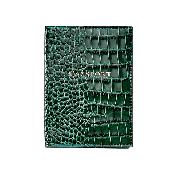 Gold matt crocodile passport holder