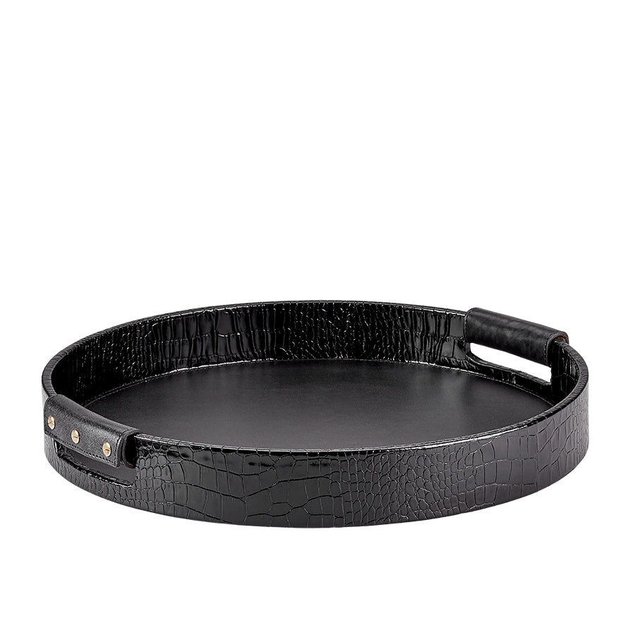 Round Leather Bar Tray