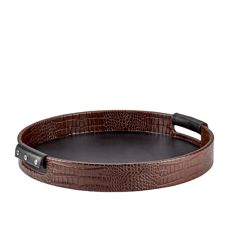 Round Leather Bar Tray