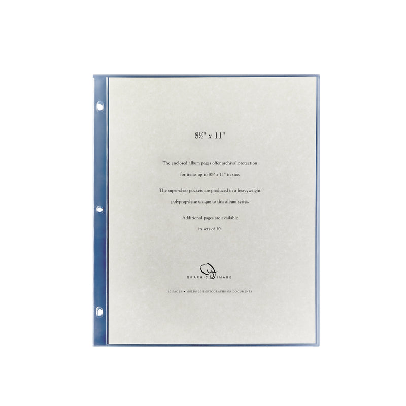 8 1/2 x 11 Large Clear Pocket Album Refill
